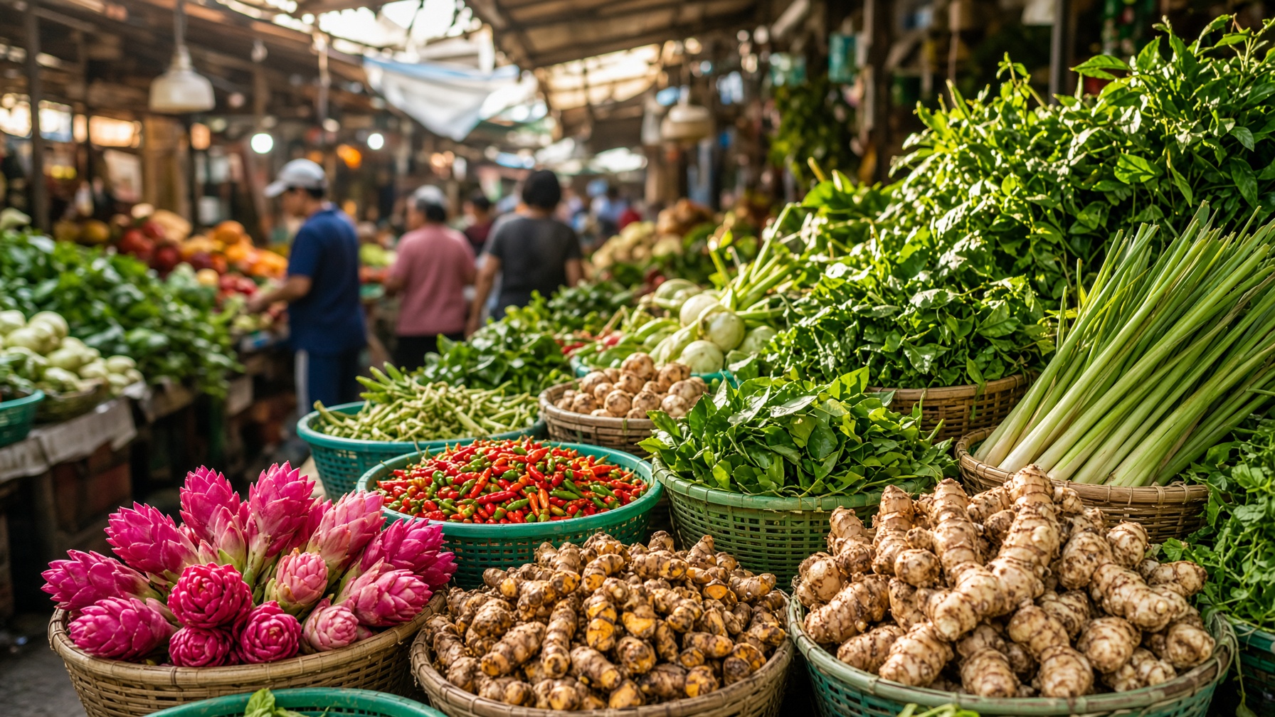 Herbs and spices at a Penang wet market